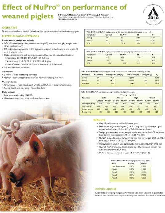 Effect of NuPro on performance of weaned piglets - Research PDF thumbnail